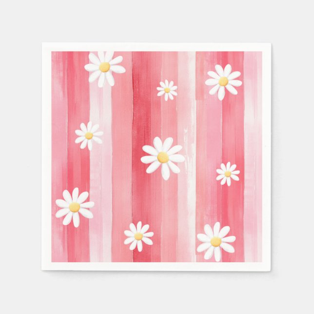 Trendy Watercolor Meadow Floral Baby Shower Napkin (Front)