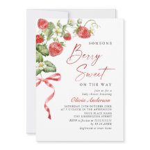 Trendy Watercolor Meadow Strawberry Baby Shower