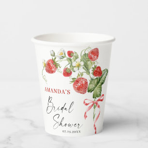 Trendy Watercolor Meadow Strawberry Bridal Shower Paper Cups