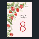 Trendy Watercolor Meadow Strawberry Table Number<br><div class="desc">Stylish editable easy to use wedding templates,  more items (invitations,  rsvp,  thank you cards,  stationery & decor) with the same design are available in the store. For further customisation,  please click the "Personalise this template",  then "Edit using Design Tool". If you need help or matching items,  please contact me.</div>