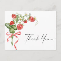 Trendy Watercolor Meadow Strawberry Thank You