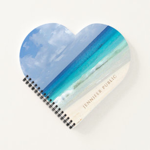 Trendy Watercolor Nature Seascape Waves Template Notebook