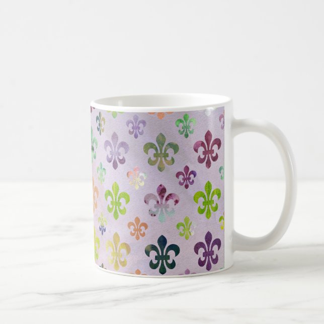 Trendy Watercolor Painting Fleur De Lis Pattern Coffee Mug (Right)