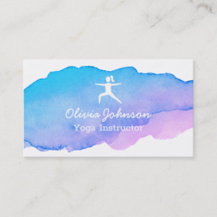 Trendy Watercolor Pink Freelance Yoga Instructor Business Card