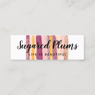 Trendy Watercolor Plum Purple & Gold Social Media Mini Business Card