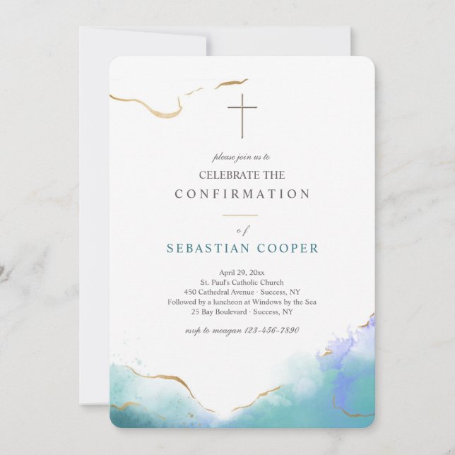 Trendy Watercolor Religious Invitation (Front)