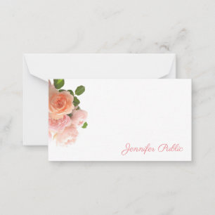 Trendy Watercolor Roses Pastel Colours Handwritten Card