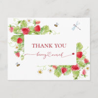Trendy Watercolor Strawberry Baby Shower Thank You