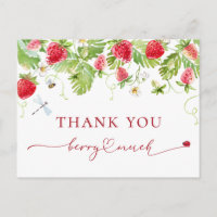 Trendy Watercolor Strawberry Baby Shower Thank You