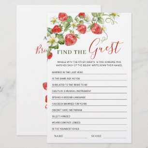 Trendy Watercolor Strawberry Bridal Shower Game