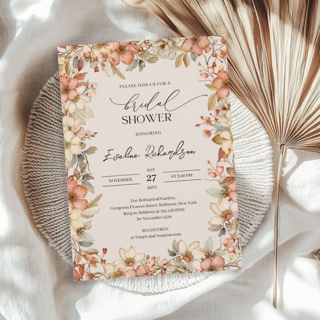 Trendy watercolor wildflowers meadow Bridal Shower Invitation (Trendy watercolor wildflowers meadow Bridal Shower)