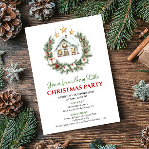 Trendy Watercolor Winter Scene Christmas Invite