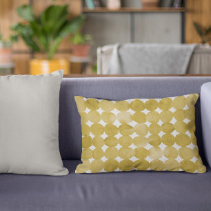 Trendy watercolor yellow dots pattern decorative cushion