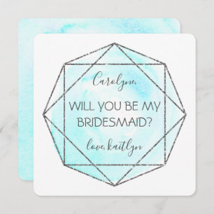 Trendy Waterecolor Diamond Be My Bridesmaid Invitation