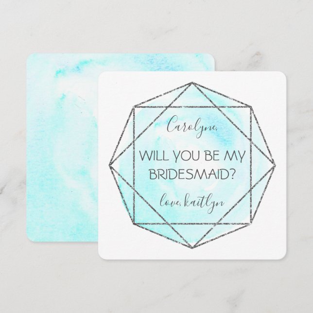 Trendy Waterecolor Diamond | Be My Bridesmaid Invitation (Front/Back)
