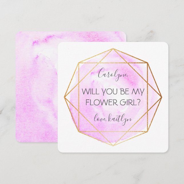 Trendy Waterecolor Diamond | Be My Flower Girl Invitation (Front/Back)