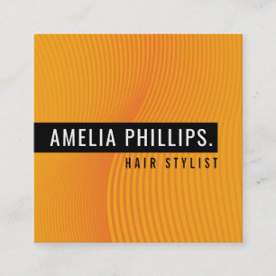 TRENDY WAVE modern curved lines bright orange Square Business Card