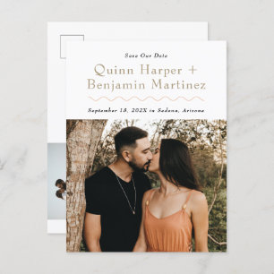 Trendy Wave Photo Save the Date Postcard