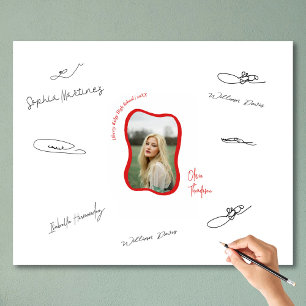 Trendy Wavy Red Graduation Party Signing Guest  Photo Print