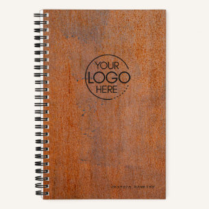 Trendy Weathered Rusted Steel Modern Logo Notebook