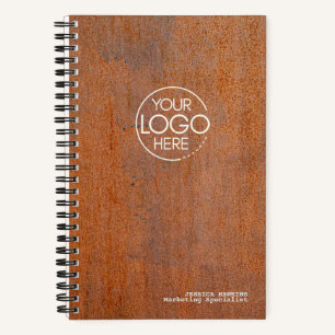 Trendy Weathered Rusted Steel Modern Logo Notebook