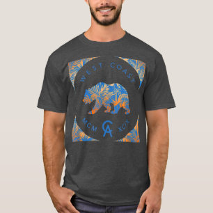 Trendy West Coast California Bear Floral Pattern  T-Shirt