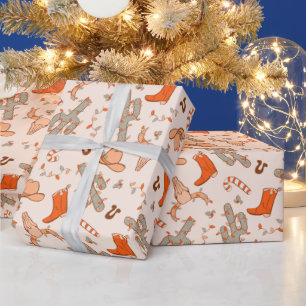 Trendy Western Cowboy Aesthetic Christmas Pattern Wrapping Paper