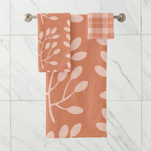 Trendy Whimsical Boho Modern Floral Pattern Bath Towel Set