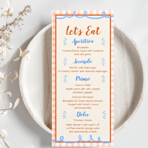 Trendy Whimsical Hand Drawn Blue Orange Menu