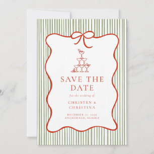 Trendy Whimsical Hand Drawn Bow Photo Save The Date