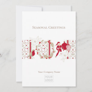 Trendy Whimsical Seasons Greetings Business Holiday Card