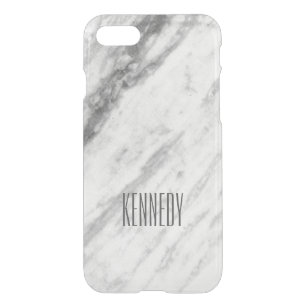 Trendy White and Grey Marble Look Personalised iPhone SE/8/7 Case