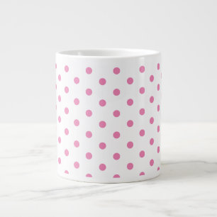 Trendy White and Pink Polka Dots Pattern Retro Large Coffee Mug