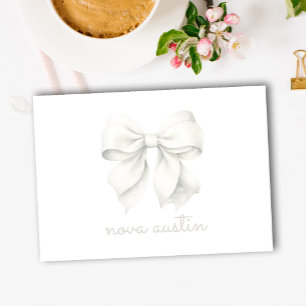 Trendy White Bow Personalised With Name Monogram Post-it Notes