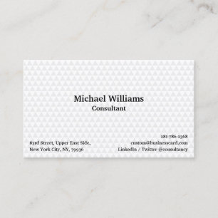 Trendy White Geometric Pattern Modern Chic Stylish Business Card