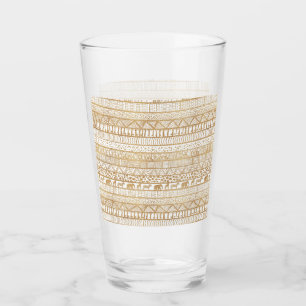 Trendy White & Gold Tribal African Pattern Glass
