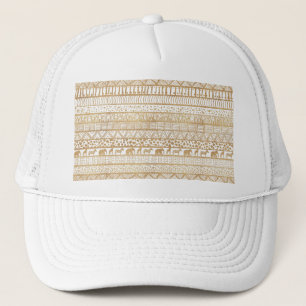 Trendy White & Gold Tribal African Pattern Trucker Hat