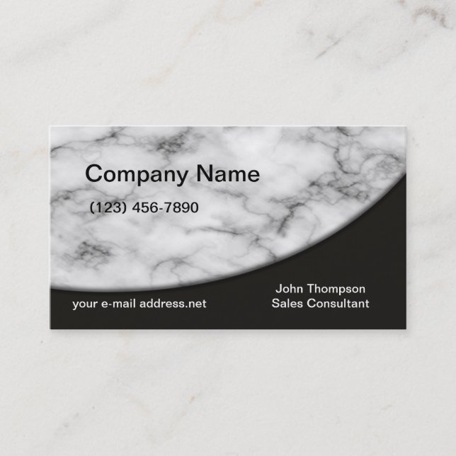 Trendy White Marble Business Card (Front)