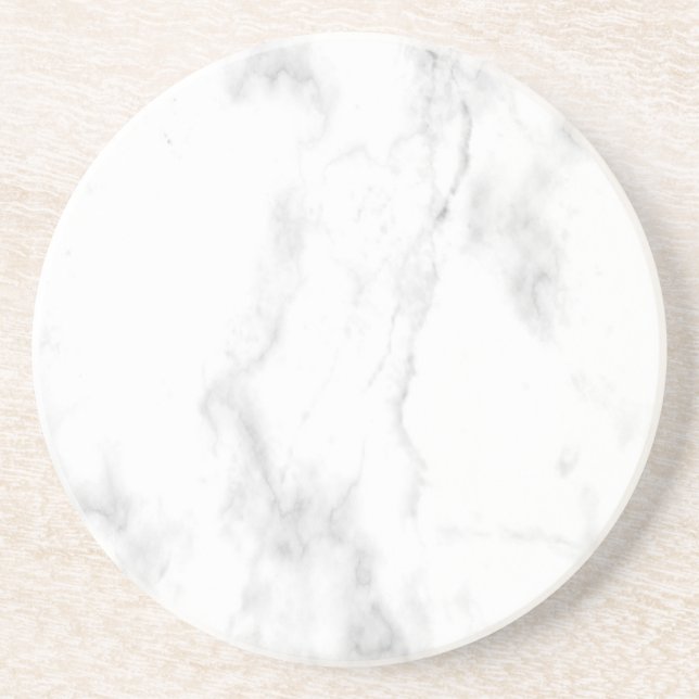 Trendy White Marble Elegant Design Template Round Coaster (Front)