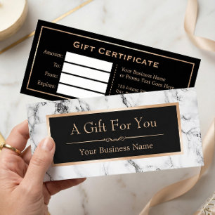 Trendy White Marble Look Gift Certificate Card