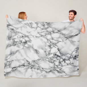 Trendy White Marble Stone - Fleece Blanket