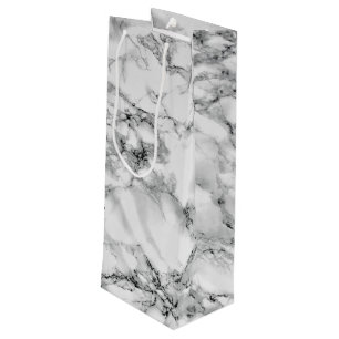 Trendy White Marble Stone - Wine Gift Bag