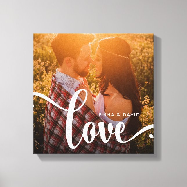 Trendy White Overlay | Love with Photo Canvas Print (Front)