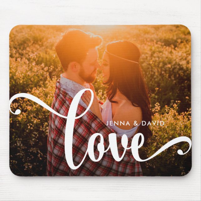 Trendy White Overlay | Love with Photo Mouse Pad (Front)