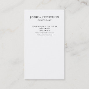 Trendy White Plain Simple Minimalist Stylish Business Card