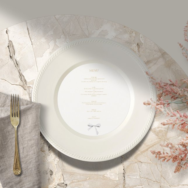 Trendy White Ribbon Circle Wedding Menu (Creator Uploaded)