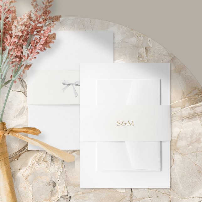 Trendy White Ribbon Wedding  Invitation Belly Band (Creator Uploaded)
