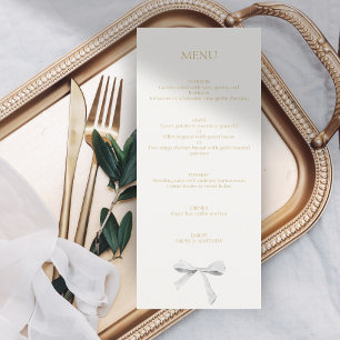 Trendy White Ribbon Wedding Menu