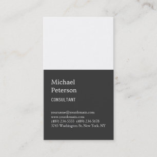 Trendy White Stripe Grey Consultant Business Card