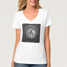 Trendy white T-shirt with musical symbol